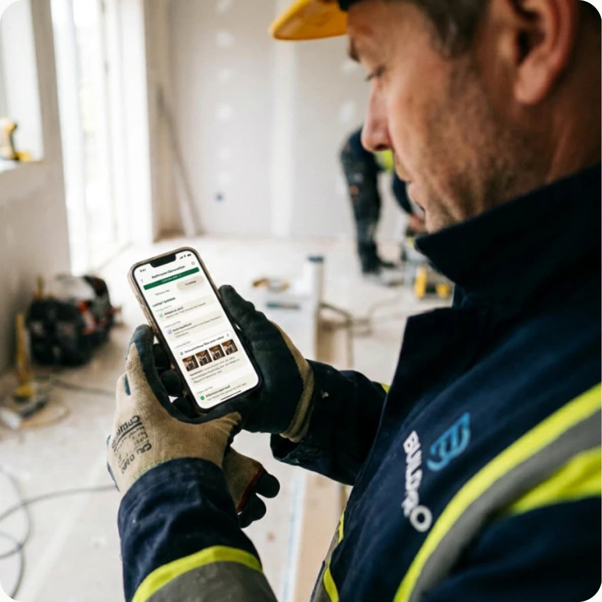 Tradesperson managing project payments in the Trusted Payments app