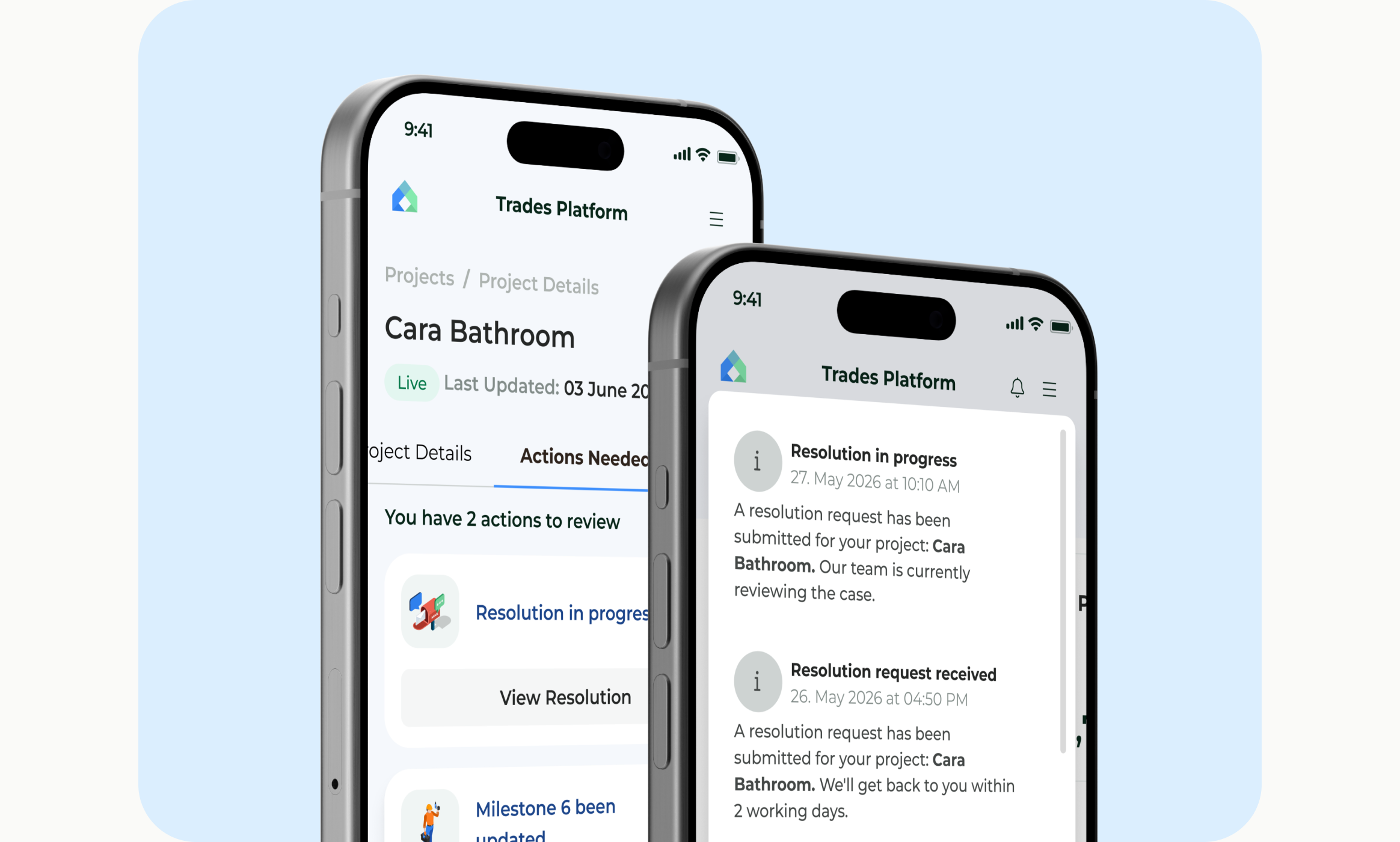 Independent resolution updates shown on two phones